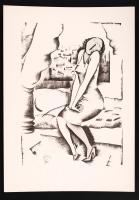 Molnár C. Pál (1894-1981): Jó reggelt, kis szériás ofszet-karton, jelzett, 29x21 cm