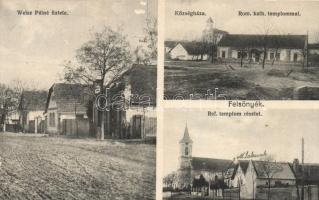 Felsőnyék Weisz Pálné üzlete, községháza, templomok