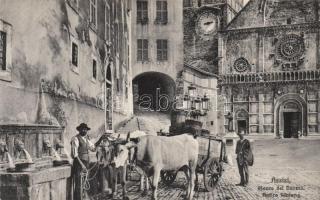 Assisi, Piazza del Duomo / square, ox cart
