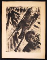 Ruzicskay György (1896-1993): Rokkantak. Algrafia, papír, jelzett az algrafián, 24×18 cm