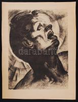 Ruzicskay György (1896-1993): Férfi fej. Algrafia, papír, jelzett az algrafián, 24×18 cm