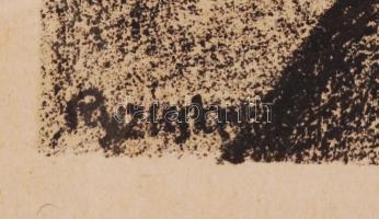 Ruzicskay György (1896-1993): Férfi fej. Algrafia, papír, jelzett az algrafián, 24×18 cm