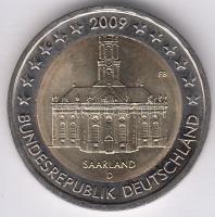 Németország 2009D 2E "Szár-vidék" T:1-
Germany 2009D 2 Euro "Saarland" C:AU
