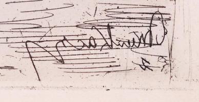 Munkácsy Mihály (1844-1900): Egyetlen rézkarca. Rézkarc fázislevonat, papír, jelzett a karcon,  üveg...