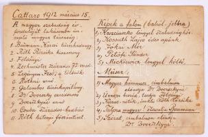 1912 MAgyar katonatisztek az 1848-as foraadalmat ünneplik, hátoldalán a résztvevőkkel és a programma...