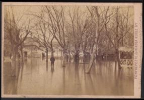 1876 Árvíz Budapesten  Újtelep Lukácsfürdő Klösz György fotója 10x7 cm