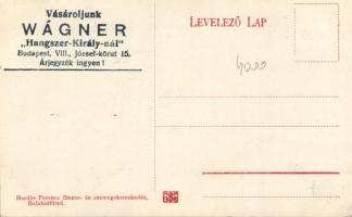 Balatonfüred, nyaralók, hátoldalán Wágner "hangszer király" reklámja