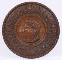 "Julius Cesar", elektrolízises réz dombormű /  Julius Caesar, brass bas relief, d: 40cm