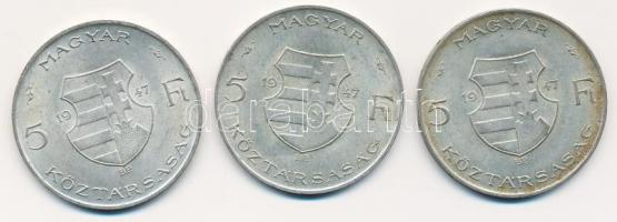 1947. 5Ft Ag "Kossuth" (3x) T:2-,3