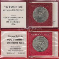 1983. 100Ft "Simon Bolivár" + 1984. 100Ft "Kőrösi Csoma Sándor" T:BU Eredeti tokban, tanúsítvánnyal