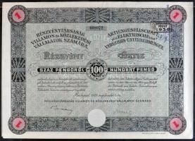 Budapest 1929. "Részvénytársaság Villamos és Közlekedési Vállalatok számára" részvénye 100...