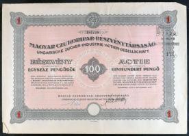 Budapest 1923-1941. "Magyar Czukoripar-Részvénytársaság" 5 részvénye egyenként 600P-ről + ...