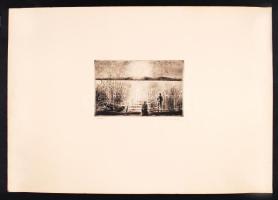 Iván Szilárd (1912-1988): Reggel. Rézkarc, papír, jelzett, 13×20 cm