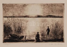 Iván Szilárd (1912-1988): Reggel. Rézkarc, papír, jelzett, 13×20 cm