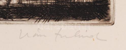 Iván Szilárd (1912-1988): Reggel. Rézkarc, papír, jelzett, 13×20 cm