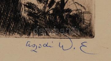 Aszódi Weil Erzsébet (1901-1976): Nápolyi tengerpart. Rézkarc, papír, utólag jelzett, 34×24 cm