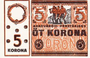 Arad 1919. 5K Aradvárosi Pénztárjegy T:I-
