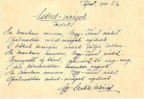 1940 Czikle Valéria költő, regényíró levele József főherceghez és Csönd virágok című versének kézira...
