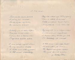 gr. Festetics Pálné költő A kék vonat című versének kézirata