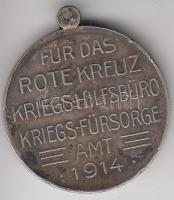 Osztrák magyar Monarchia 1914. "A Vöröskereszt támogatásáért" ezüstözött hadifém medál. Sz...