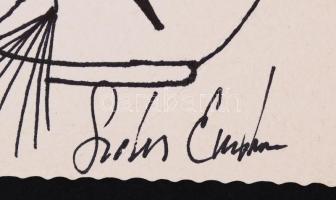 Szász Endre jelzéssel: Illusztráció. Hátoldalán Szász Endre saját kezű soraival 9x16 cm