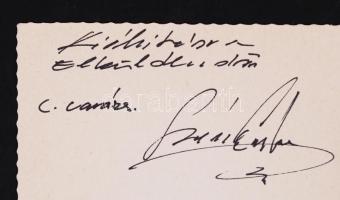 Szász Endre jelzéssel: Illusztráció. Hátoldalán Szász Endre saját kezű soraival 9x16 cm