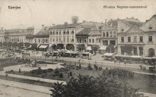 Eperjes, Fő utca, Neptun csatorna, áruház, kávéház / canal, store, cafe (EB)