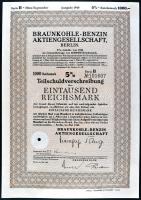 Németország / Berlin 1940. Barnaszén-Benzin Részvénytársaság 4db részvénye A,B,G,K sorozat T:II
Germ...