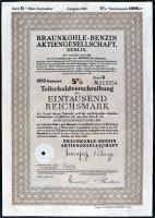 Németország / Berlin 1940. Barnaszén-Benzin Részvénytársaság 4db részvénye A,B,G,K sorozat T:II
Germ...