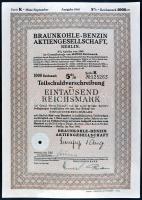 Németország / Berlin 1940. Barnaszén-Benzin Részvénytársaság 4db részvénye A,B,G,K sorozat T:II
Germ...