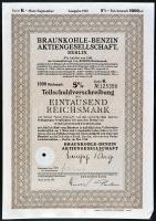 Németország / Berlin 1940. Barnaszén-Benzin Részvénytársaság 4db részvénye A,B,G,K sorozat T:II
Germ...