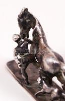 1867-1872 Ló, lovas és kutyája. 750/1000 tisztaságú ezüst (Ag) figura monarchiabeli jelzéssel, VV me...