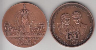 Bozó Gyula (1913-2004) 1991. "60 éves a Magyar Óceánrepülés" + 1994. "Nemzeti Engesztelő zarándoklat / Fatimai szentély" Br emlékérmek T:1