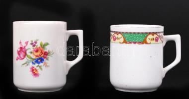 2 db antik Zsolnay bögre, jelzett, egyiken apró csorba, matricás, m:9 cm