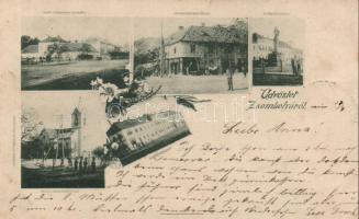 1898 Zsombolya, Recktenwald-üzlet, Csekonits-kastély; kiadja Recktenwald Miklós / shop, inn, floral (EK)