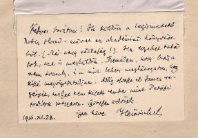 Dr Heinrich Gusztáv az MTA főtitkára névjegykártyája dedikációval