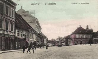 Segesvár, vásártér, J. Essigmann üzlete  / market place, shop (EK)