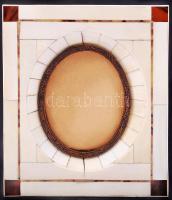 Csont fényképtartó vörösréz rámával /  Bone and copper picture frame, 14,5x12,5cm