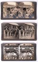 1914-1918 3db I. világháborús katonai sztereokép /  Military stereoscopic photos from World War I