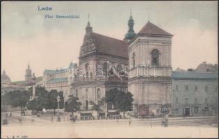 Lviv, Lwów; Plac Bernardinski / square, the shop of Kazimierz Bielanski