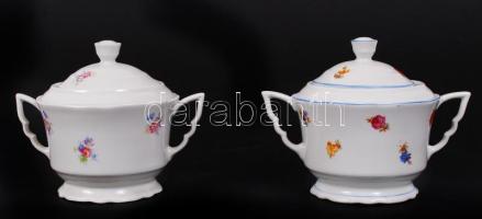 Zsolnay 2 db fedeles cukortartó, jelzett, hibátlan, matricás, m:12 cm