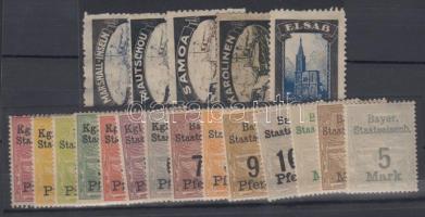 Bajor vasúti bélyeg 14 db + 1920 5 db német gyászbélyeg