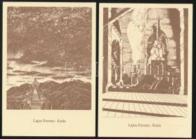 Lajos Ferenc: Ázsia modern grafikai képeslap sorozat 12 db, borítóban