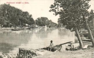 Sió folyó, halászati kikötő, hátoldalán sorsjegy