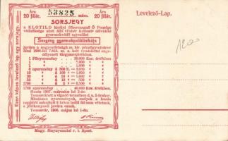 Budapest V. Szabadság tér, hátoldalán sorsjegy