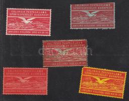 1932 Postagalamb sportegyesület 5 db levélzáró (az egyik felül levágva)