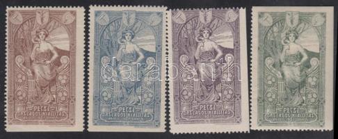 1907 Pécsi országos kiállítás 4 db levélzáró