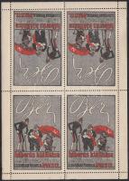 1915 Bér háborús kiállítás levélzáró kisív fordított párokban