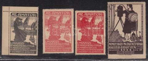 1909-1914 Fényképkiállítások 4 db levélzáró