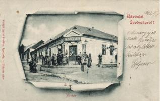 Ipolyság, Főtér, Kanyó Antal kereskedése / main square, shop